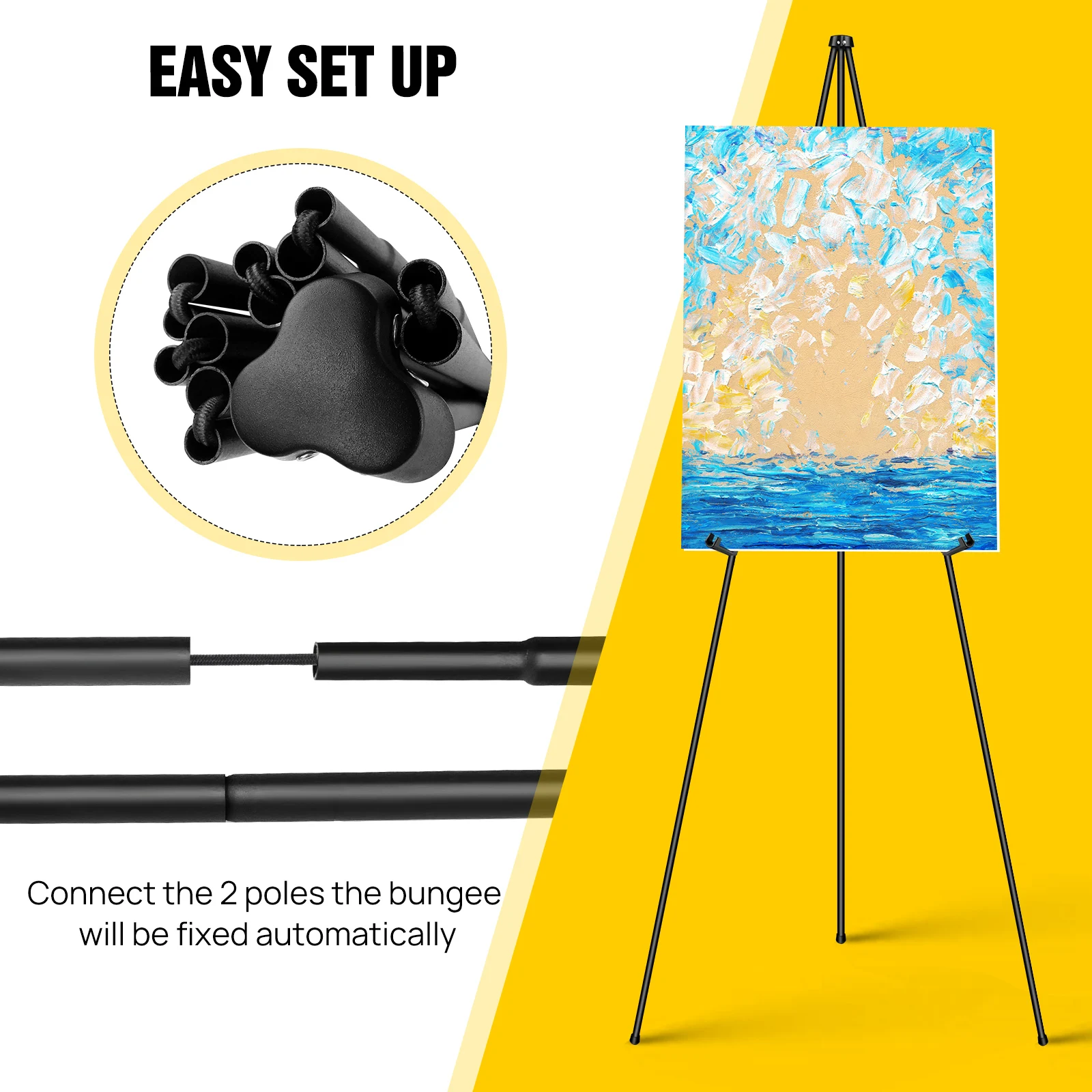 Foldable Metal Tripod Easel Stand 168cm Painting Easel Adjustable Art for Wedding Painting Display Show Business Promotion