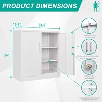 Metal Storage Cabinet with Doors and Shelves,Small Metal Cabinet with Lock, Garage Storage Cabinet,Lockable Storage Cabinet 2