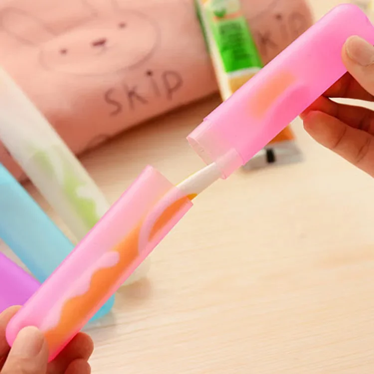 Reusable Toothbrush Head Protect Cover Tube Box Portable Case Storage Box Toothbrush Cover Travel Camping Hiking Candy Color