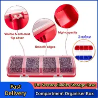 1pcs Plastic Multi-Compartment Organiser Box For Screws Plastic Hardware Divider Storage Case With Lid Display 1