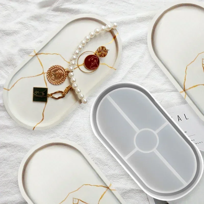 Oval Tray Tools Cement Silicone Mold DIY Flower Pot Concrete Plaster Mold Ashtray Coasters Home Decoration Crafts Pottery Arts