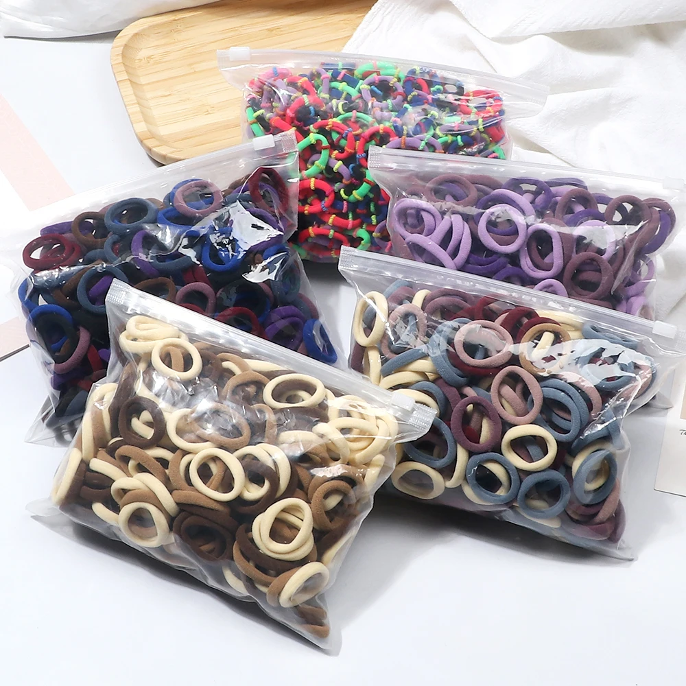 200 Teile/satz Elastische Kinder Grundlegende Haar Bands Krawatte 3cm Dark Farben Headwear nicht Verletzt Haar Stirnband Haar Zubehör halter Großhandel