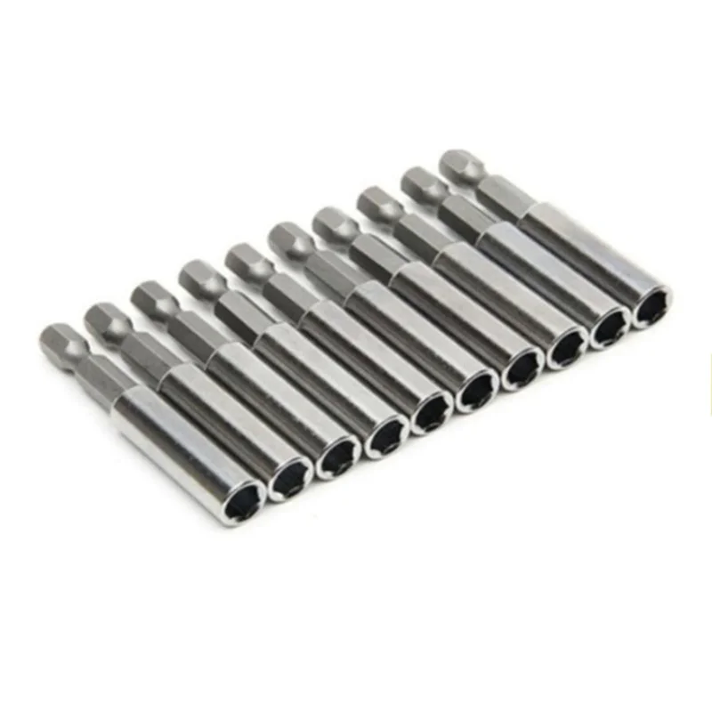 

10pcs/set 60mm Magnetic Screwdriver Extension Bit Tips Holder 1/4in Hexagon Shank Set Drill Bit Adapter Extend Socket Tools