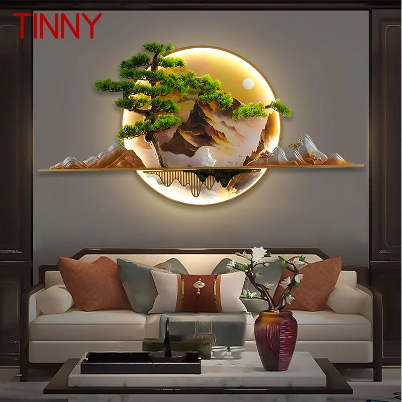 TINNY 모던 그림 벽 조명 LED, 중국 창의적인 풍경 벽화, 스콘스 램프, 집 거실, 서재 침실 장식