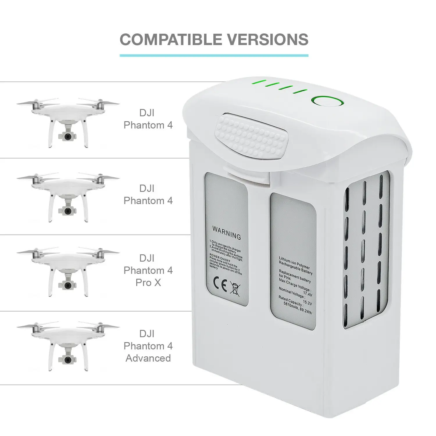 Batterie intelligente 5870mAh pour DJI Phantom 4 Pro - Remplacement haute capacité