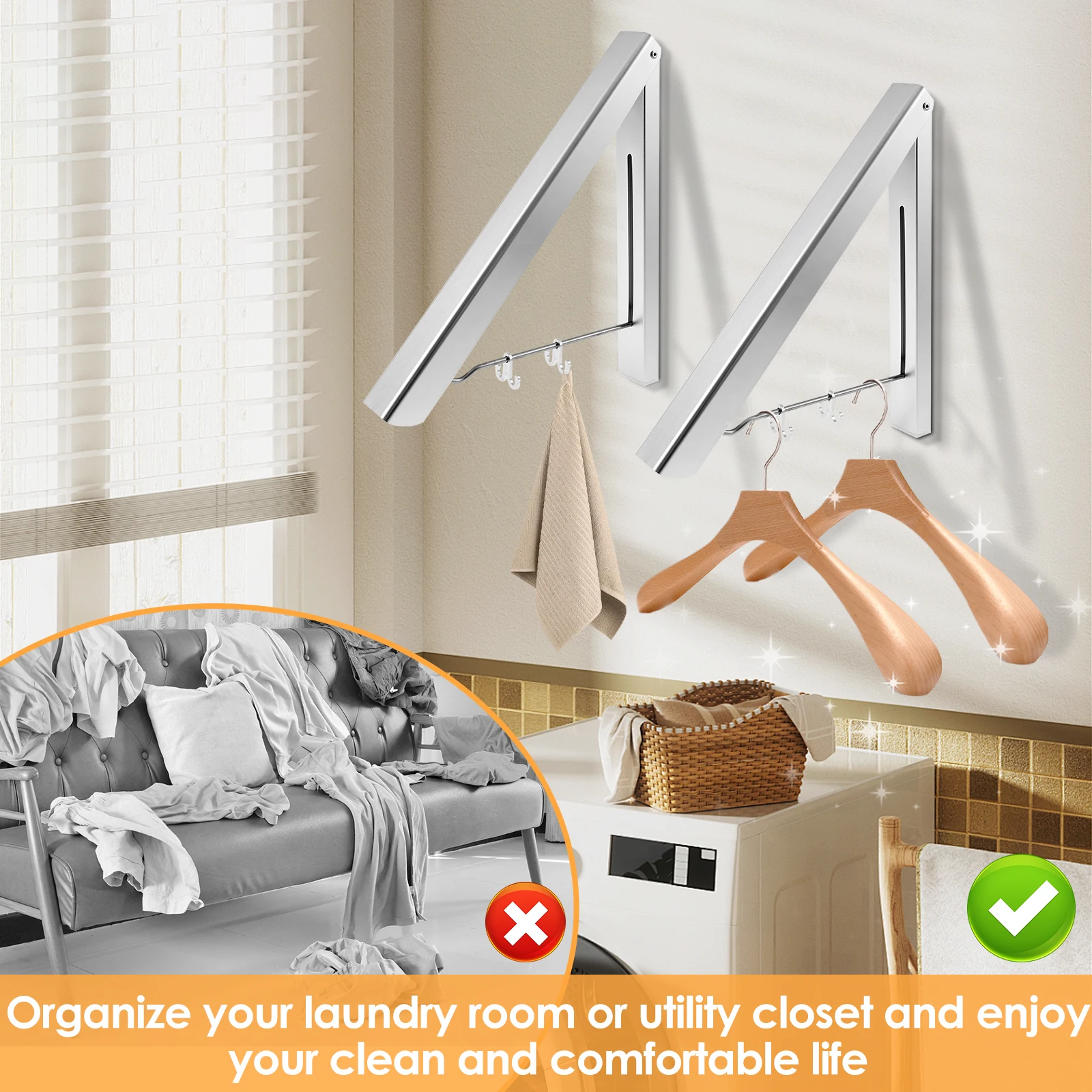 Folding Laundry Rack Versatile Aluminum Telescopic Clothes Hanger Space Saving Clothes Hanger Retractable Drying Rack