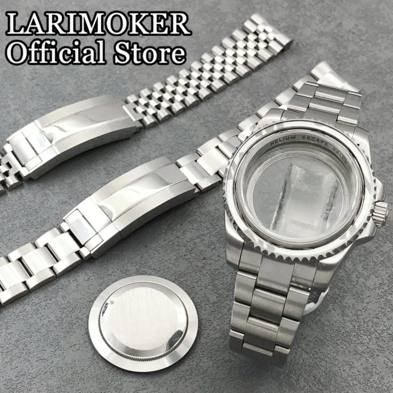 LARIMOKER 40,5 mm Edelstahl-Saphirglas, bidirektionale Drehung, keine Lünette, Uhrengehäuse, passend für NH35 ETA PT5000 Automatikwerk