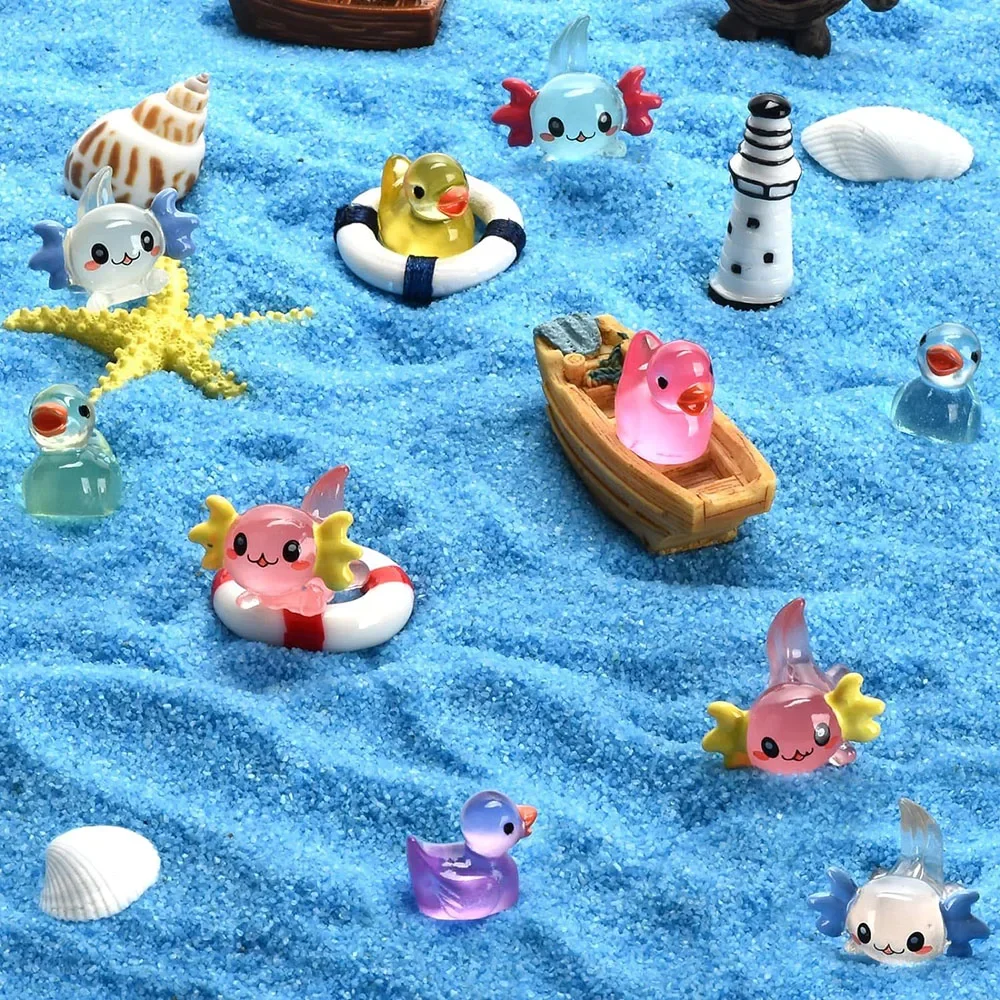 Luminous Mini Axolotl Resin Figurines 24pcs for Garden
