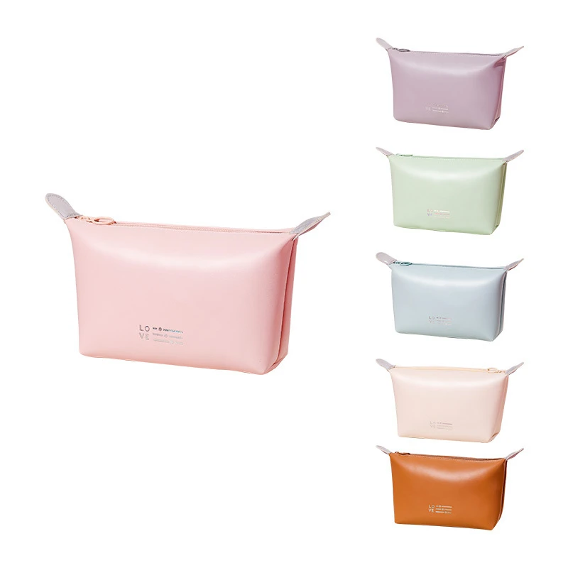 

Zipper Makeup Pouch PU Leather Portable Waterproof Travel Makeup Pouch for Women Makeup Bag Small Cosmetic Bag Travel Makeup Bag