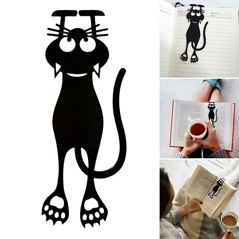 1pc 3D Black Cat Bookmark, Hanging Book Page Marker, Reading Accessory, Suitable for Schools and Offices