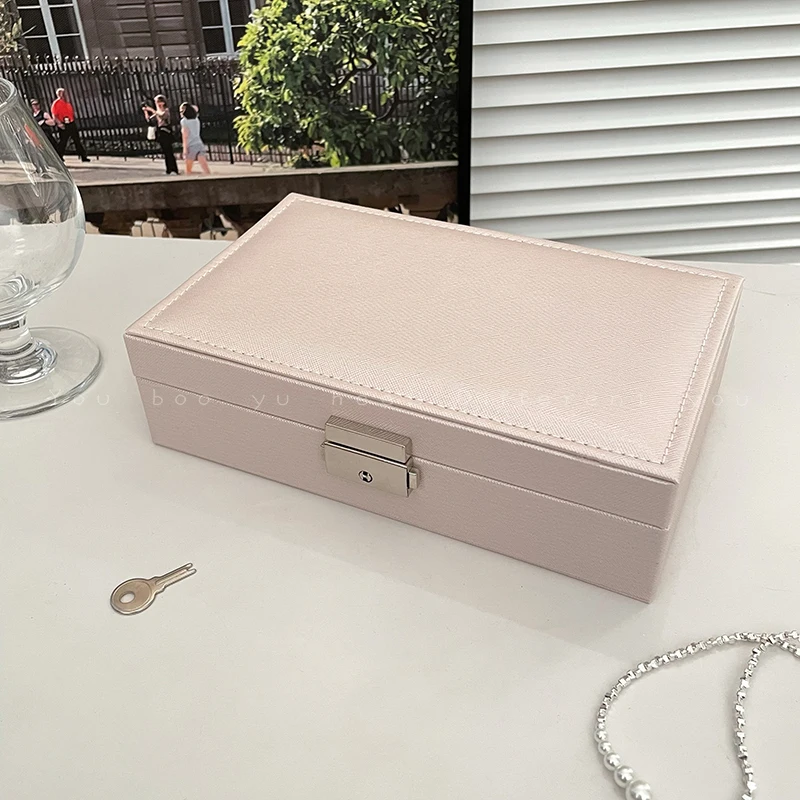 Elegant Lockable Jewelry Storage Box for Women - High-Capacity, Dustproof, Portable Display Case for Earrings