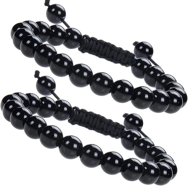 Men Anti Swelling Black Obsidian Slimming Bracelet Anklet Yoga Energy Prayer Beads String Beads Jewelry for Women Bracelets New