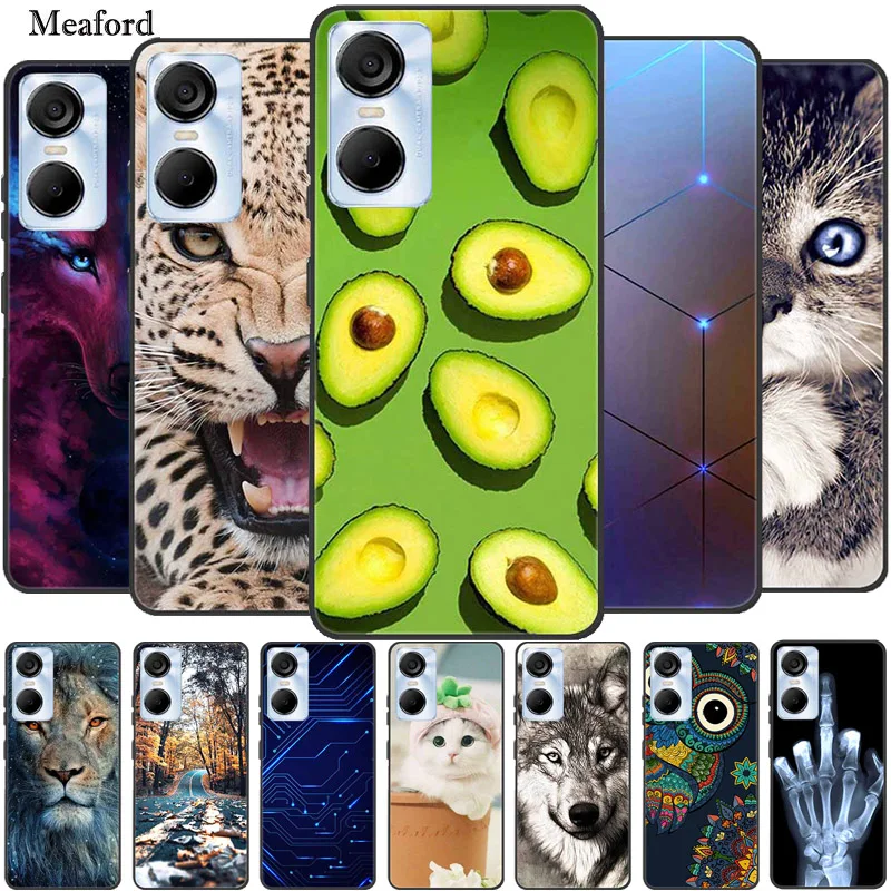 Animal Silicone TPU Soft Phone Case - Protective Wolf & Cat Design
