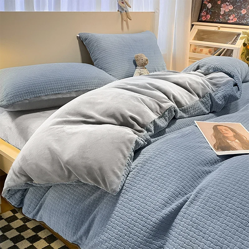 1pc Thicken Winter Duvet Cover Warm Milk Velvet Comforter Cover Double Side Velvet Bed 3D Carve Flower Comforter Set Bedding Set Se0b20f00e1af43e6a414f599e8a4cbb3s