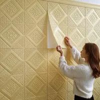 1Pcs 35*35cm Self-adhesive 3D Background Wallpaper Foam Wall Sticker Waterproof Moistureproof Living Room Decoration 2