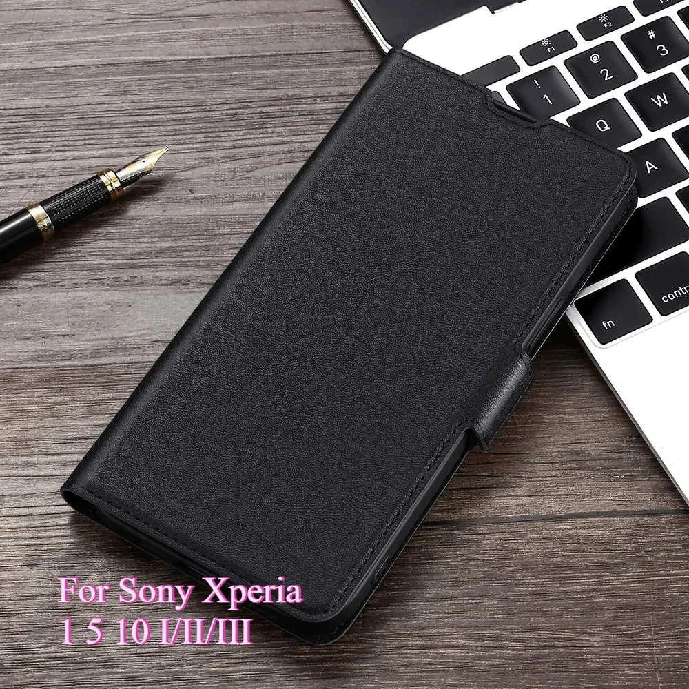 Leather Flip Wallet Phone Case with Magnetic Closure