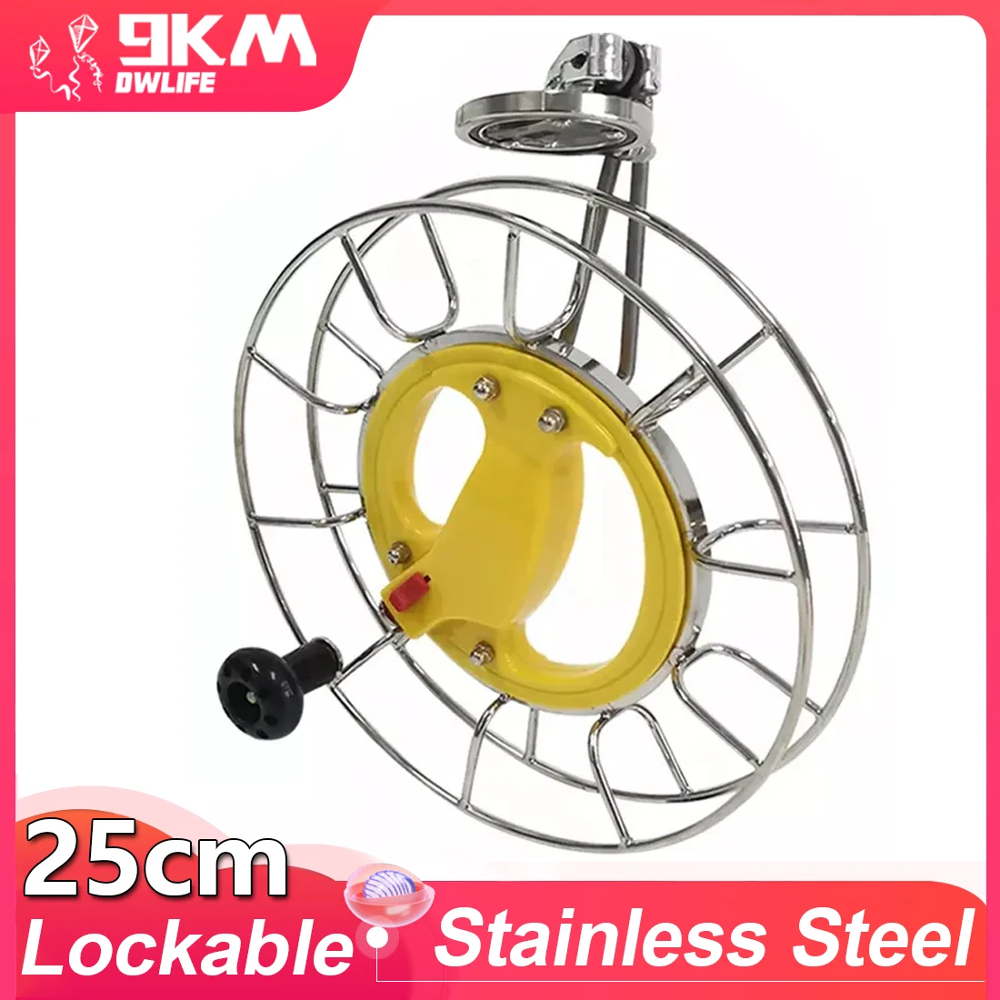 9KM 25cm Stainless Steel Kite Reel Locable Outdoor Sports Flying