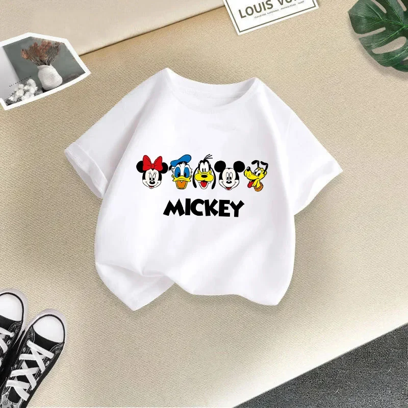 Children T Shirt Summer Kids Cartoon Spring Cotton Boy Girl Baby Print Minnie Donald Duck Mickey Mouse Cute Clothes