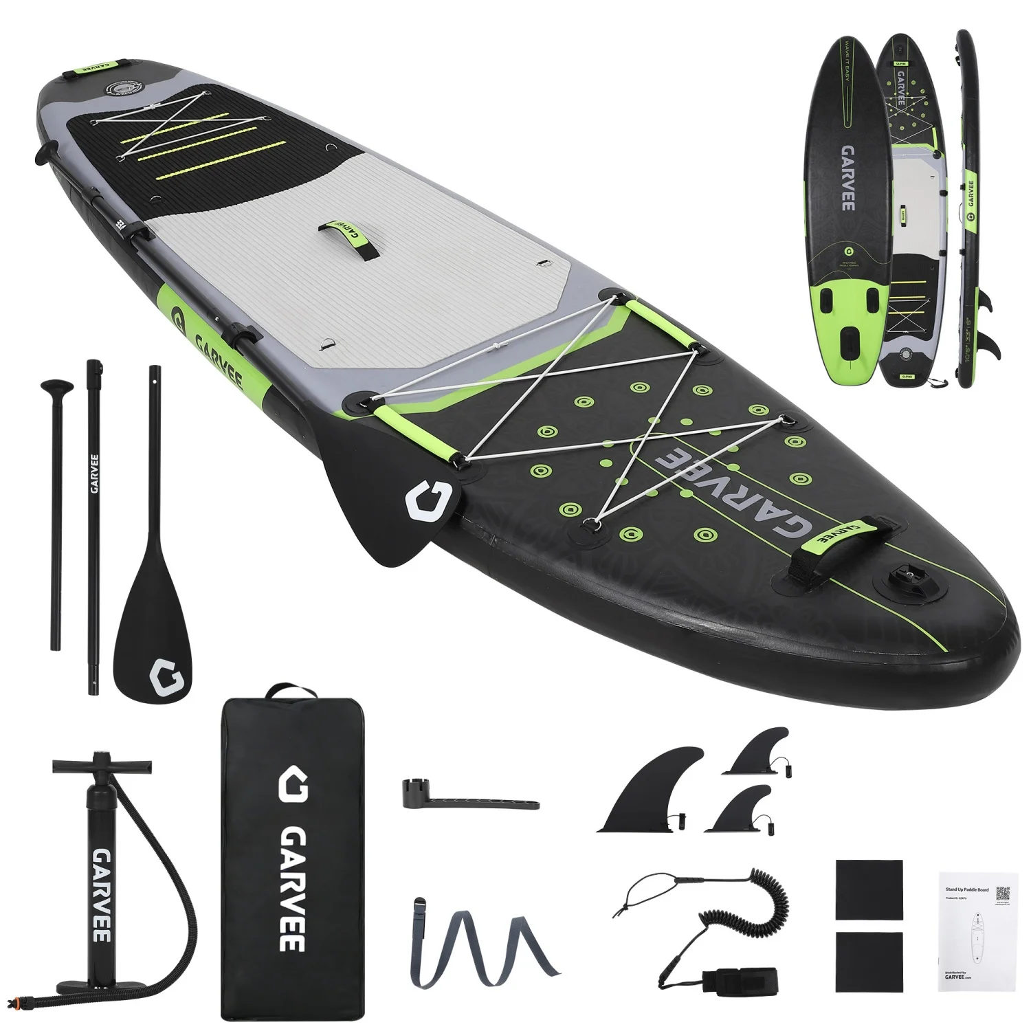 10.5FT/11FT Inflatable Paddle Board, Anti-Slip EVA Deck SUP with Complete Accessories, Carry Bag, Wide Stable Stand Up Paddle Board for Adults & Youth of All Skill Levels