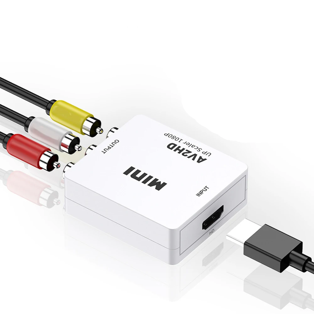 RCA TO HDMI-Compatible 1080P Video Converter MINI AV2HD Adapter Converter Box For HDTV Projector Set Top Box DVD