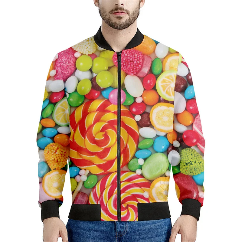 thumbnail image 1 of Chaqueta con cremallera con estampado de caramelos y dulce de azúcar para hombres y niños, sudadera con estampado 3D de piruleta, camisetas de manga larga, chaquetas de aviador urbanas geniales para m, 1 of 5