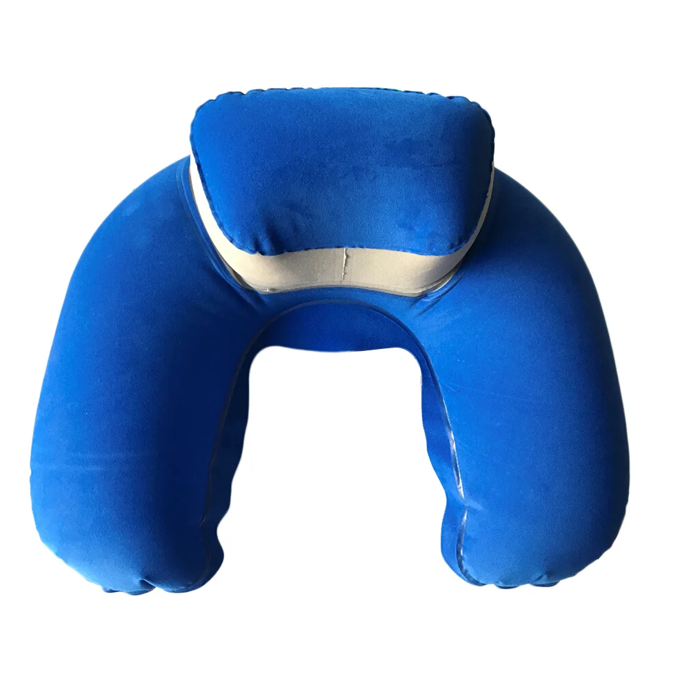 

Useful Neck Air Blow Shape Pillow Inflatable Cushion for Outdoor Traveling (Blue)