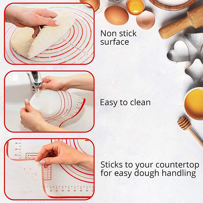 Silicone Baking Mats 80/70/60cm Silicone Baking Mat Rolling Kneading Pad Pastry Tools Crepes Pizza Dough Non-Stick Silicone Mat Kitchen