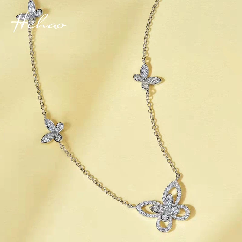 

Hh Sparkling Butterfly Gemstone Diamond Chain Necklace for Women 925 Sterling Silver Wedding Engagement Party Fine Jewelry XL009