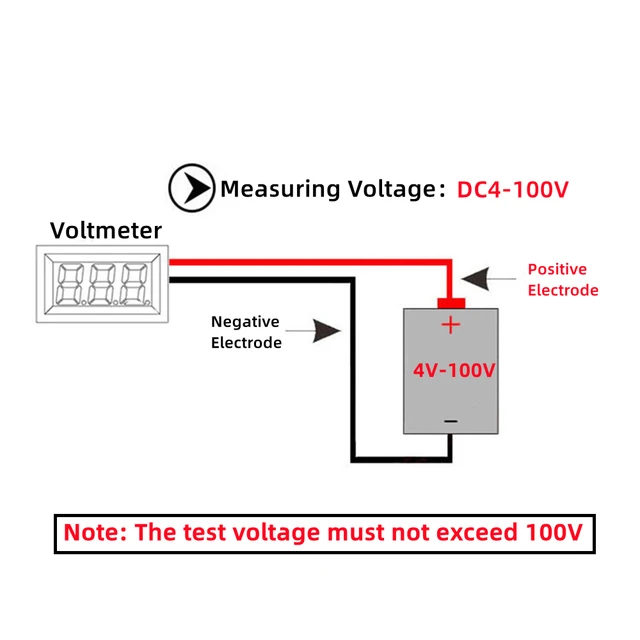DC 4-100V LED Digital Display Circular Two-wire Voltmeter DC Digital Voltmeter Head Display Reverse Connection Protection 2