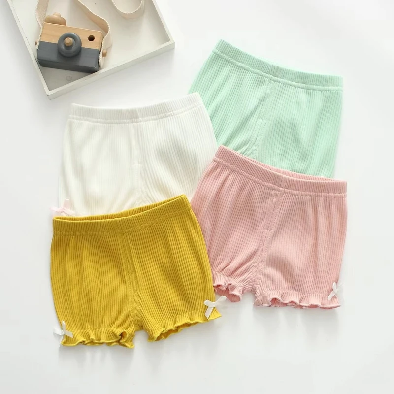 Kids Shorts Summer Toddler Baby Boxer Brief Shorts Candy Color Outwear Cotton Bow Kids Girls Short Pants