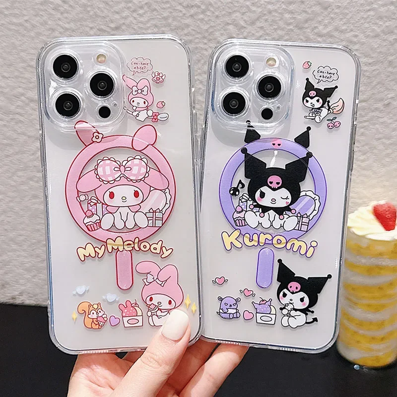 Melody Kuromi Clear Case Per Iphone 15 11 12 13 14 Pro Max Mini Xs Xr 8 7 Plus Se 2020 Magsafe Magnetic Wireless Charge Cover