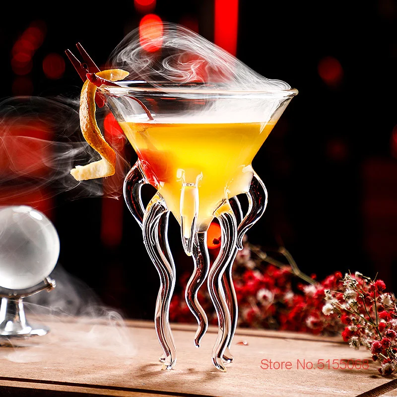 New 3D Octopus Tentacle Muller Martini Glass For Bar Cocktail Party Champagne Coupes Jellyfish Modeling Mixing Wine Glasses Cup