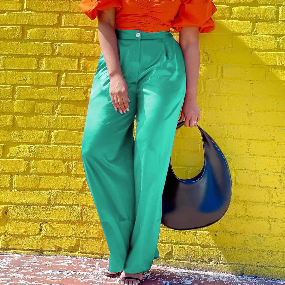 Plus Size Women Loose Pants Summer Solid Club Trousers Lady Sexy Wide Leg Pants 2022 Fashion Bodycon Wholesale Clothes