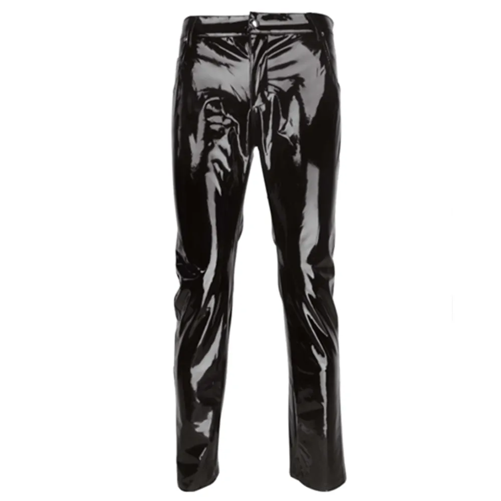 Shiny PVC Latex Trousers Men Motorcycle Mens Pants Fashion Faux Leather Riding Waterproof Motor Biker Male Street Pants