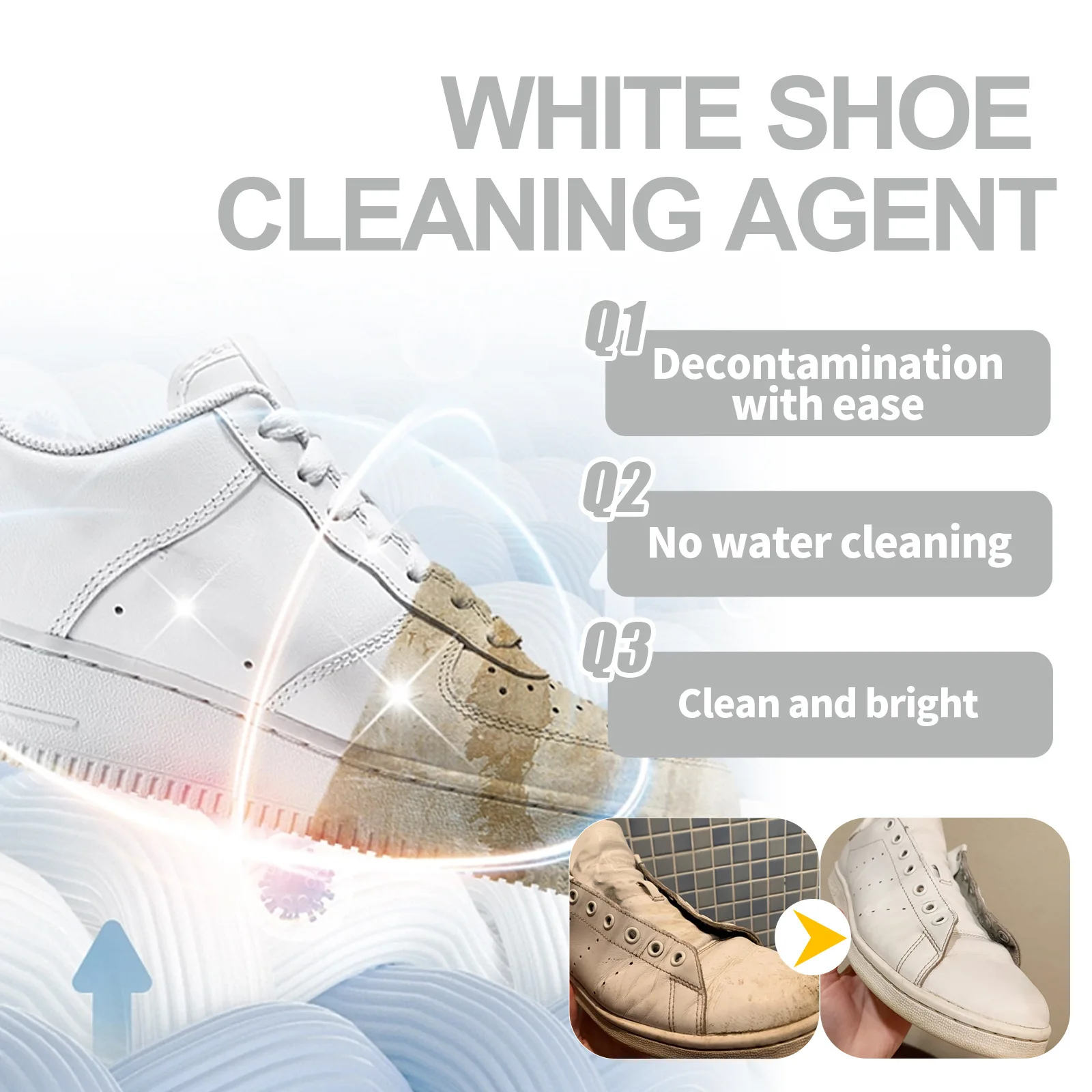 White Shoe Stain Whitening Cleaner Shoes Whitening Cleansing Agent for Sports Shoes Plimsolls Bottes SAL99