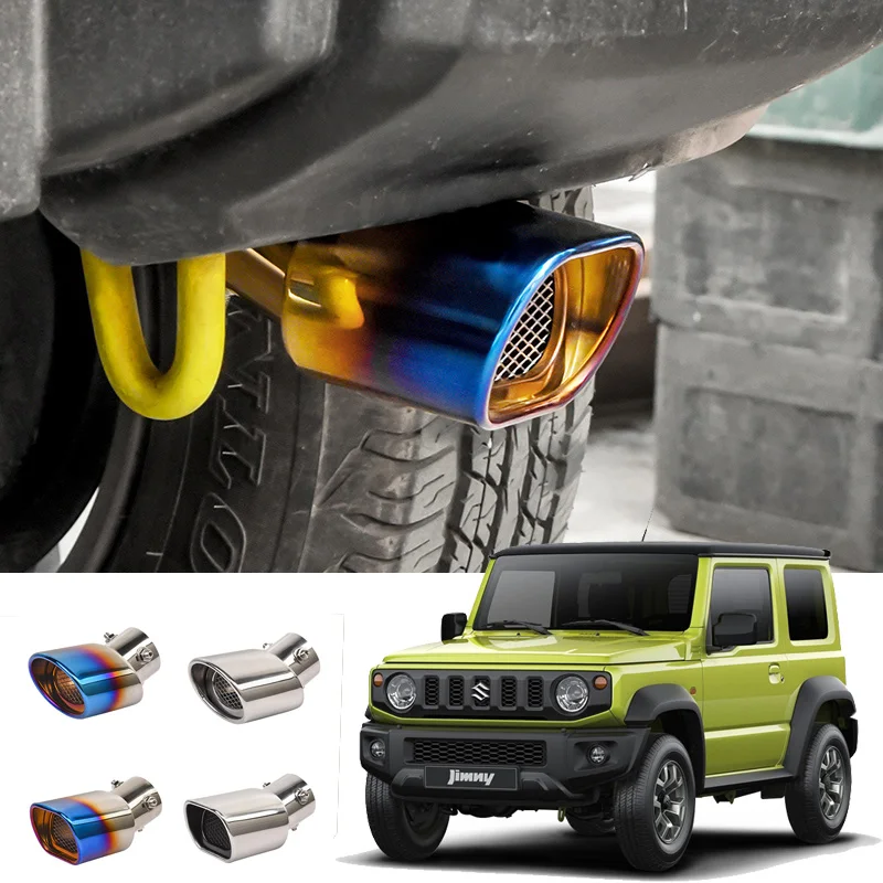 Car Exhaust Muffler Silencer Tail Pipes 304 Stainless Steel Rear Tail Throa For Suzuki Jimny Accessories JB64 JB74 exhaust pipe muffler