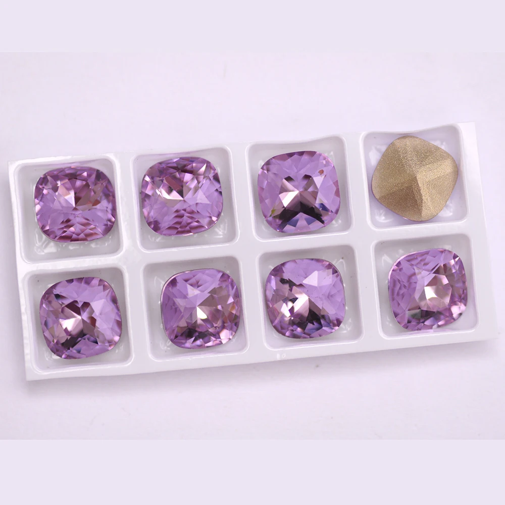 Violette K9-Glas-Kristalle mit Gold- und Silberkrallen, aufnähbare Strasssteine für Tanzkleider, Dekoration, Schmuckherstellung, Taschen. – Detail 6