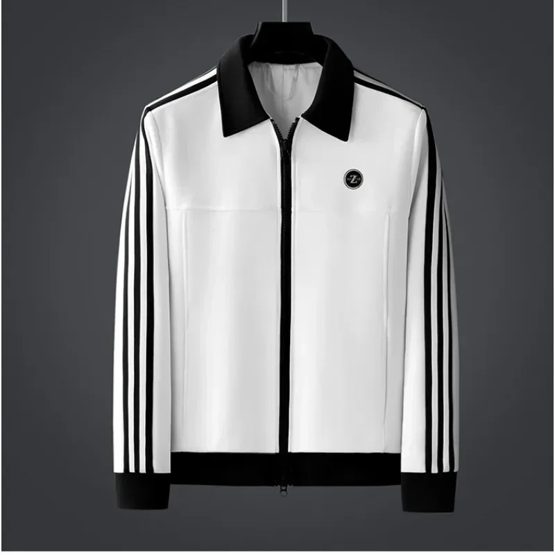 2024 Autumn Winter Men's Tracksuit Luxury Contrast Color Zipper Sports Casual Man Sets Fashion Elastic Waistband Male Pants 4