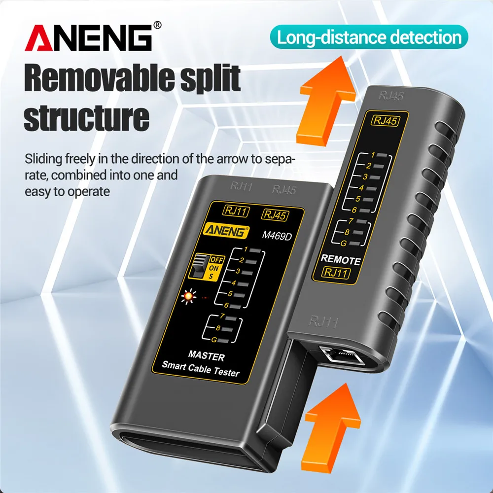 ANENG M469D Cable lan Tester Network Cable Ethernet Tester RJ45 RJ11 RJ12 CAT5 UTP LAN Networking Tool Network Repair