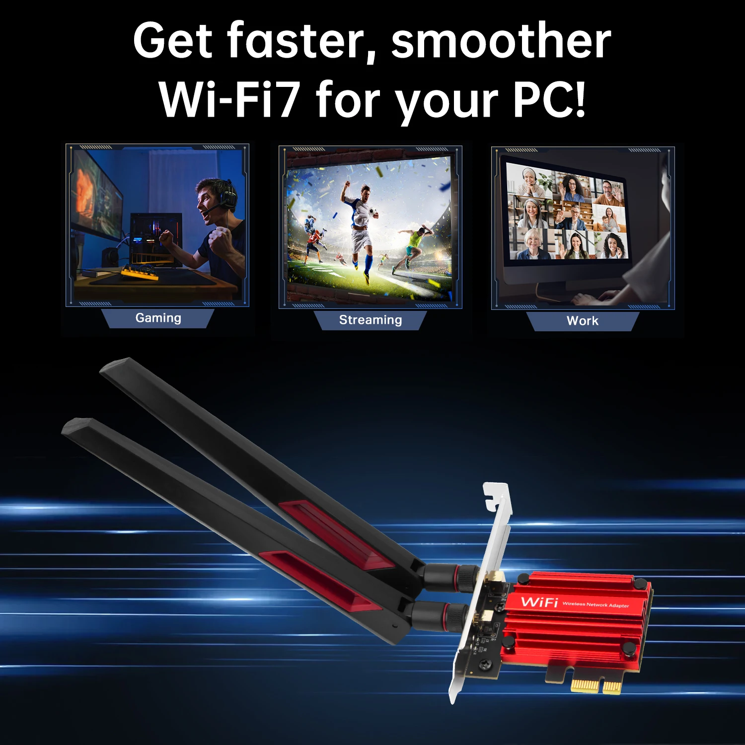Fenvi WiFi 7 MT7925 BT5.4 PCIE WiFi 어댑터 802.11BE 네트워크 어댑터 6Ghz/5Ghz/2.4Ghz 무선 이더넷 카드 PC용 (윈도우10/11 호환)