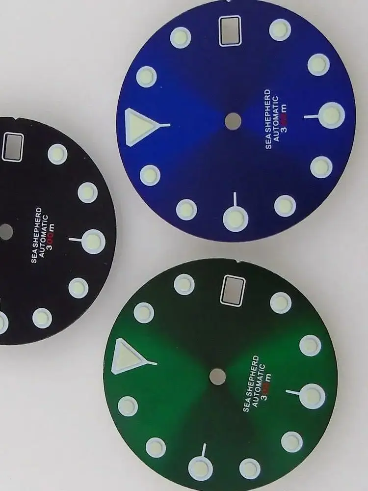 

Циферблат для часов NH36 NH35A, супер светящийся циферблат черного и синего цвета для короны 3H/4H, 29 мм