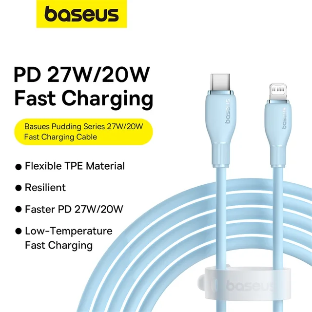 Baseus USB C Cable For IPhone 14 13 12 11 pro Max XS 20W Fast Charging Cable Type C To Lighting Date Wire For iPad Macbook TPE 2