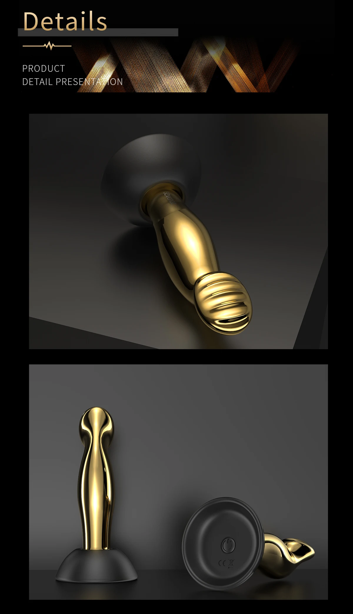 Plug Anal Vibratório Dourado Buttplug Massager