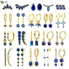 925 Sterling Silver Needle Mysterious Blue Crystal Pendant Earrings Fashion Hoop Earrings for Women Premium Luxury Jewelry Gifts 1