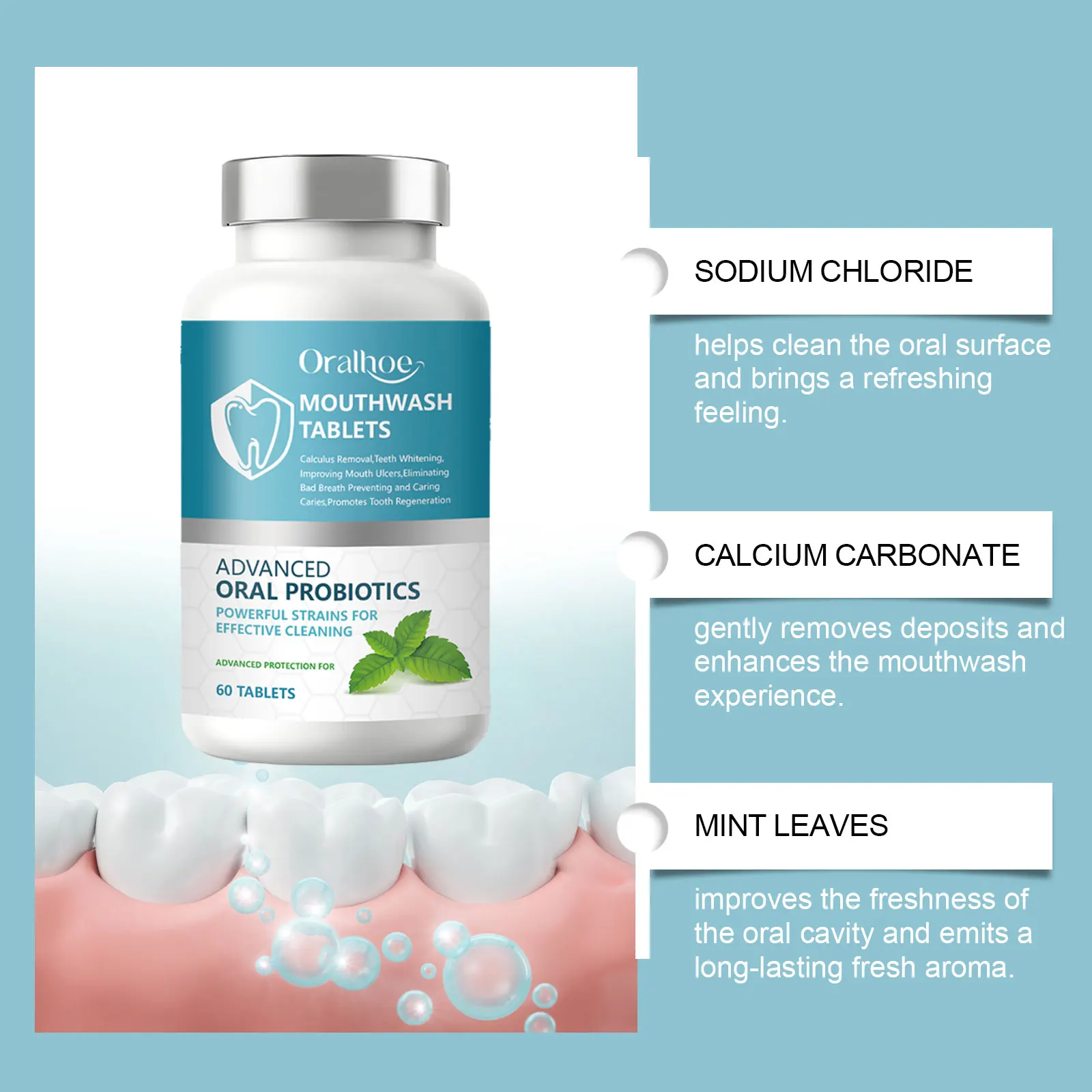 Dental Freshness Mouthwash Granules: Gently Cares for Oral Hygiene, Fresh and Clean, Portable Teeth-Cleaning Mouthwash Granules