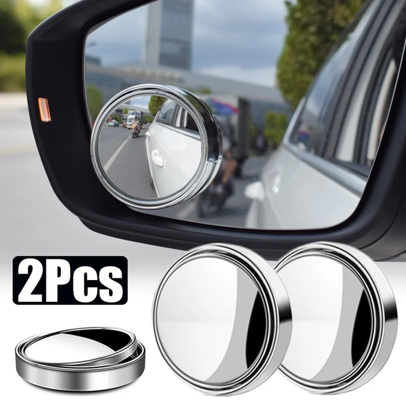 

2Pcs 360 Degree Adjustable Blind Spot Mirror Car Auxiliary Rearview Convex Mirror Round Frame Wide Angle Mirrors for Car Reverse