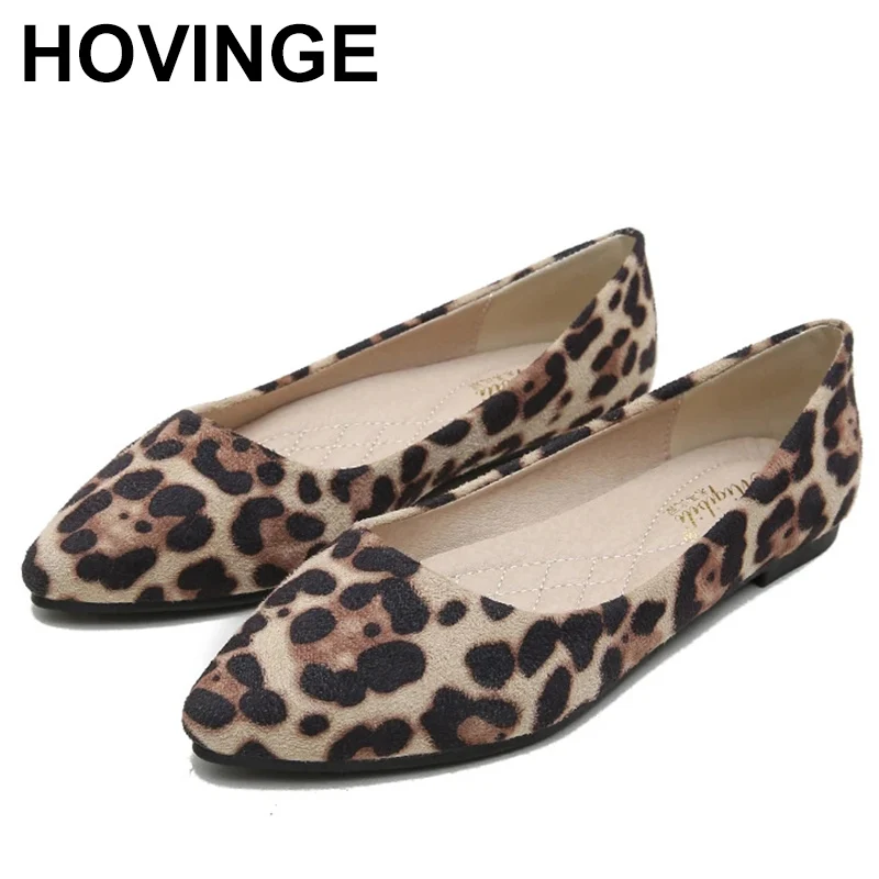 

Flats Women's Leopard Print Pointed Toe Large Size Korean Style Single Shoes Shallow Mouth Loafers Zapatos Planos Mujer