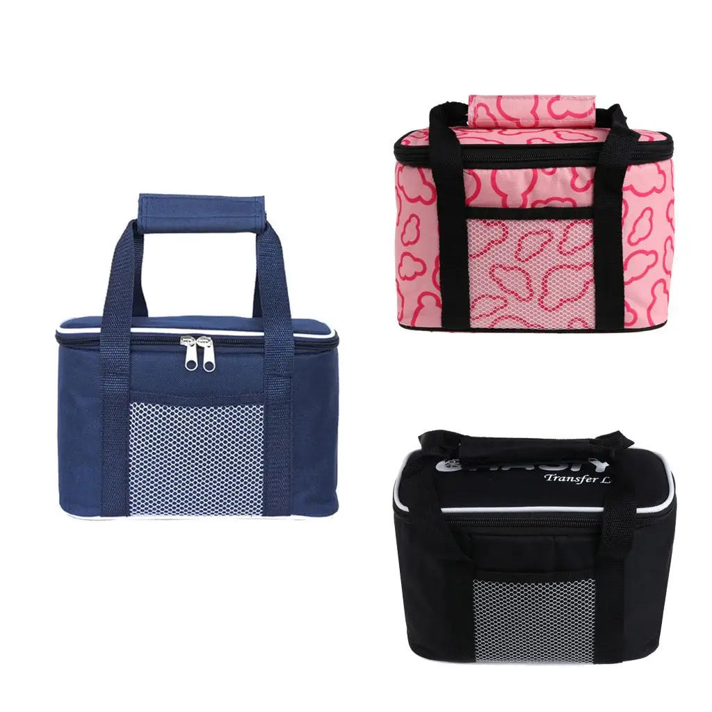Portable Lunch Box Travel Picnic Tote Insulated Cooler Bag with Zipper 16cm