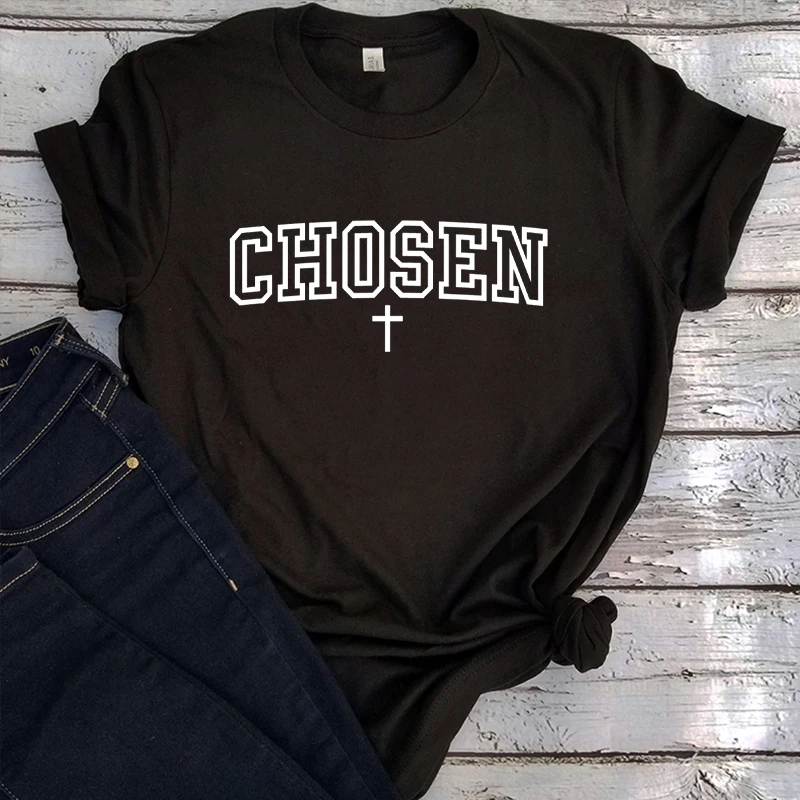 

Chosen Shirt Jesus Graphic T Shirts Gothic Christian T Shirt Women Faith Clothing Harajuku Christian T-Shirt Christian Gift