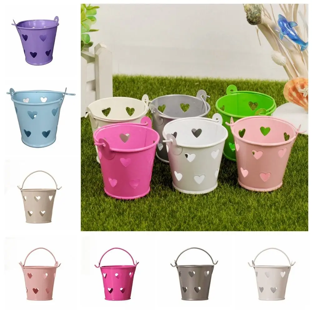 

Candy-colored Hollow Iron Bucket Creative Heart-shaped Hollow-out Tinplate Water Bucket Cute Mini Heart-shaped Box Gift Box